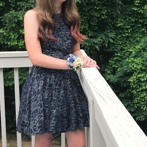 Dark blue and silver homecoming or cocktail dress